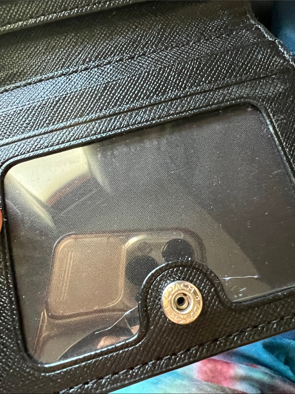 Coach Black and Beige Signature Zip Wallet with Silver Logo - Picture 6 of 6